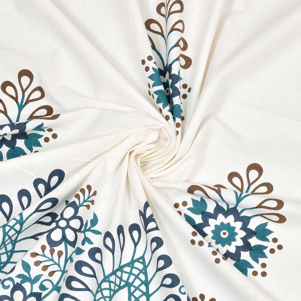 Royal Peacock Floral Print King Size Bedsheet with 2 Pillow Covers – 100x108 Inch
