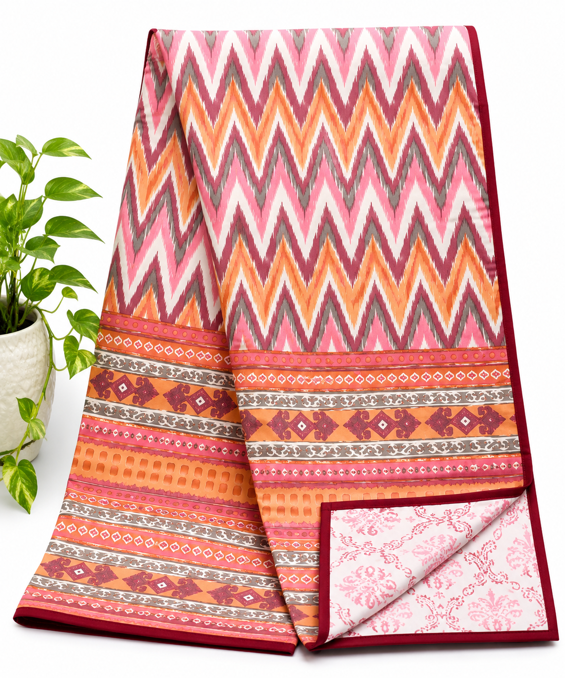 Sunset Chevron Pure Cotton Malmal Double Dohar