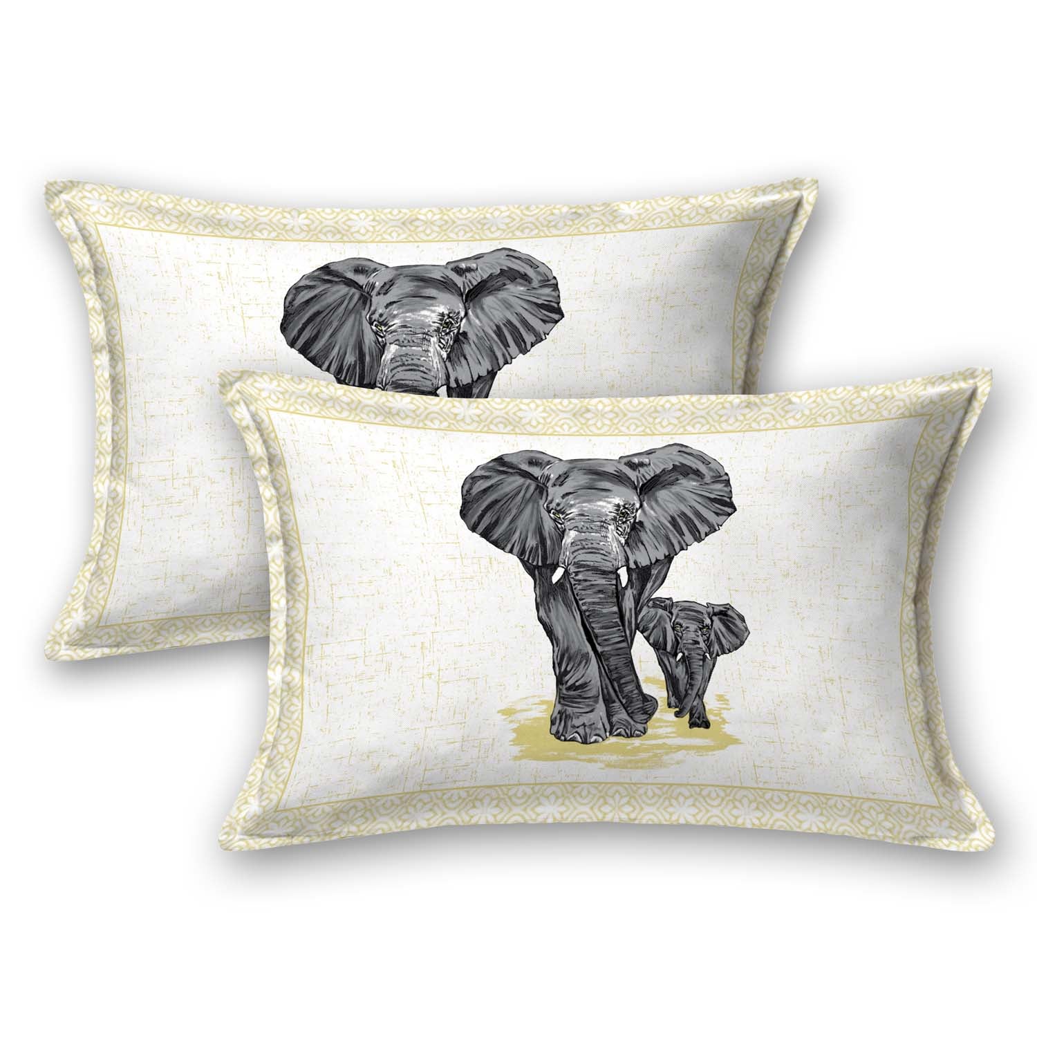 Royal Black Elephant Print King Size Bedsheet 100x108 Inch