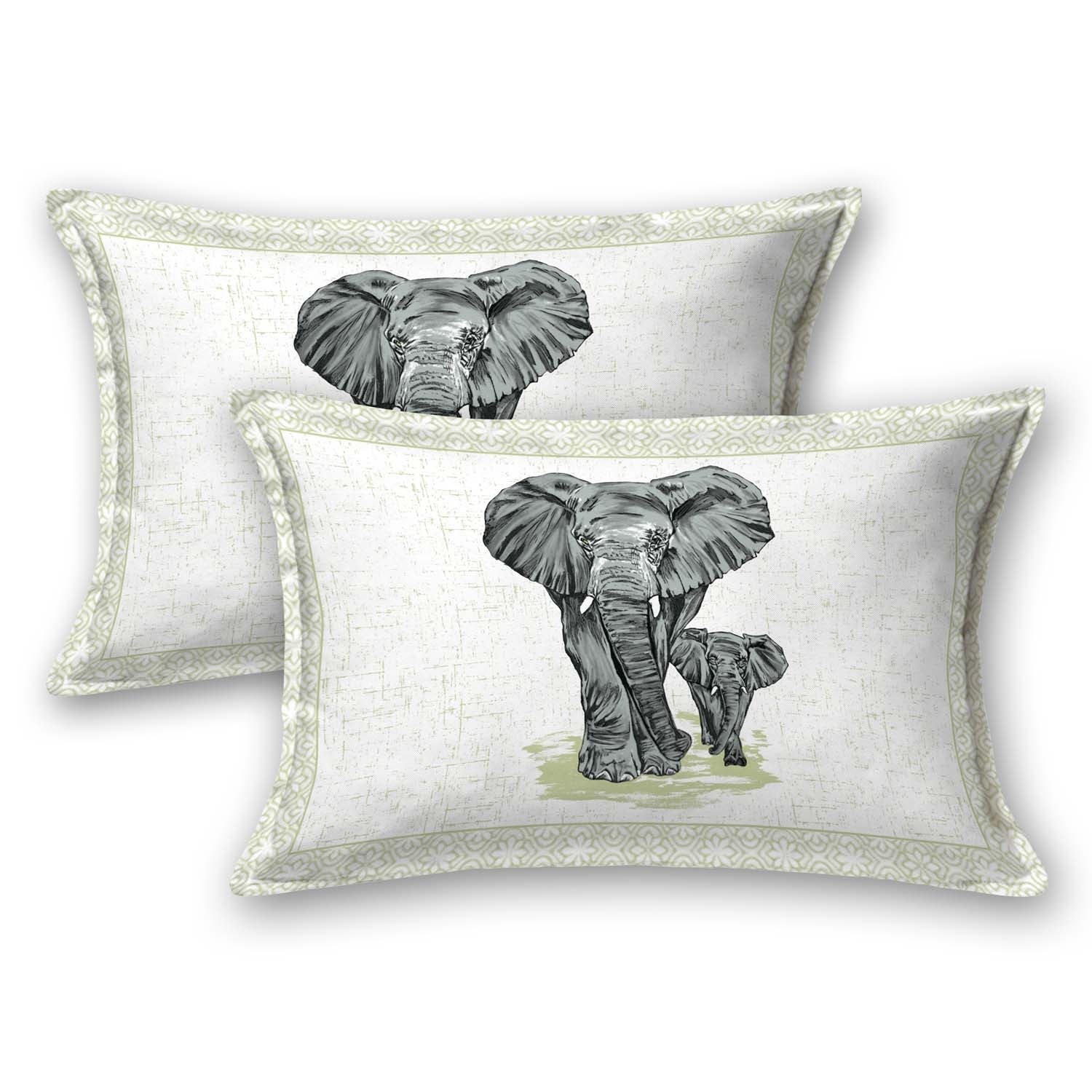 Royal Gray Elephant Print King Size Bedsheet 100x108 Inch