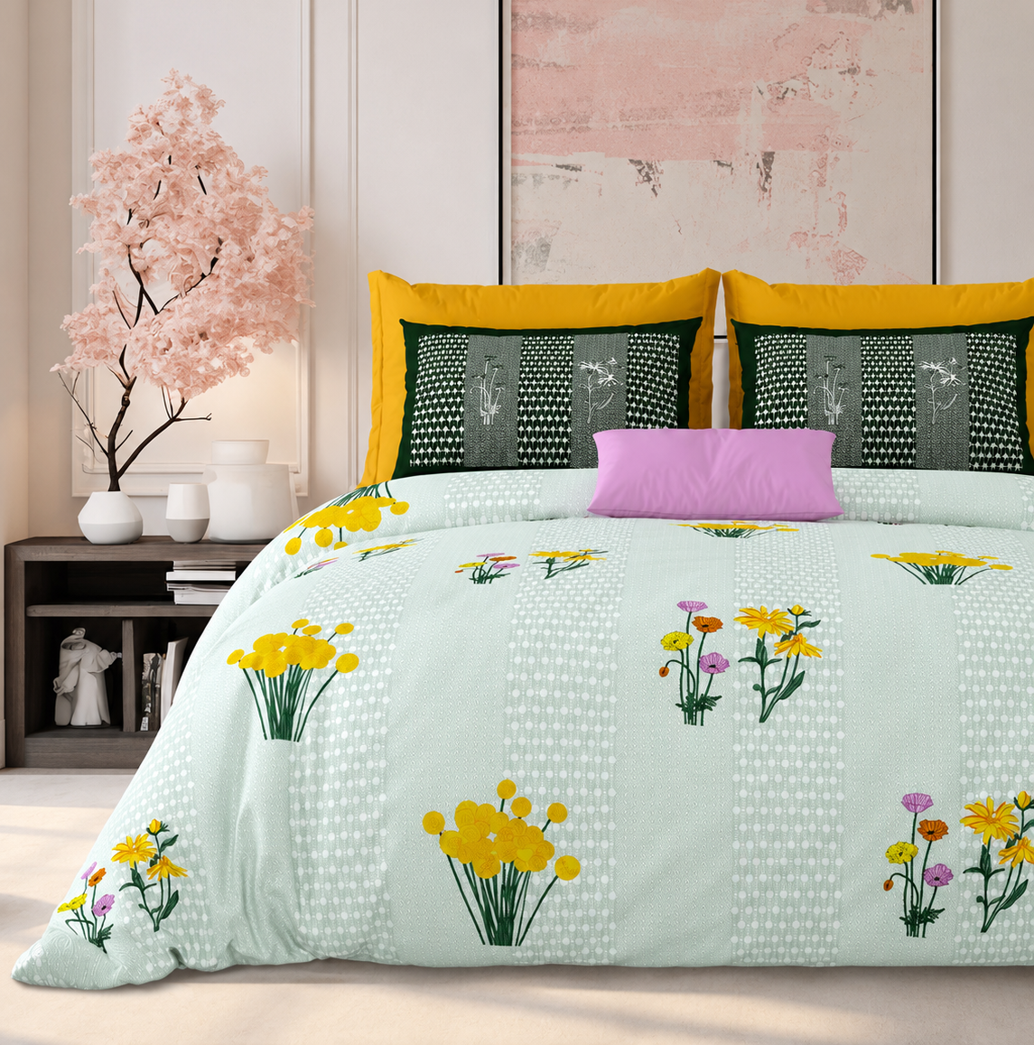 Sunblossom Garden King Size Bedsheet – 108x108 Inch
