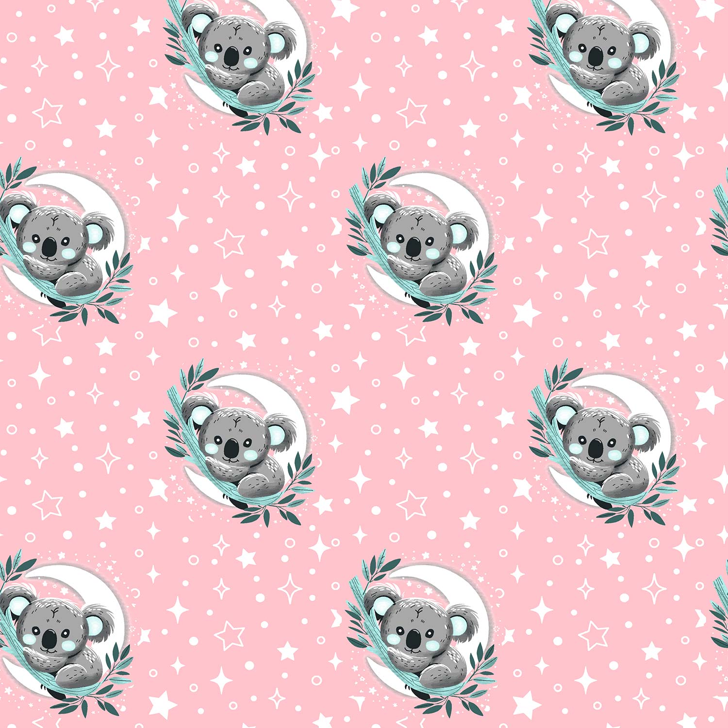 Pathshala Pure Cotton King Size Bedsheet Premium Autoloom Fabric Koala Print Pink