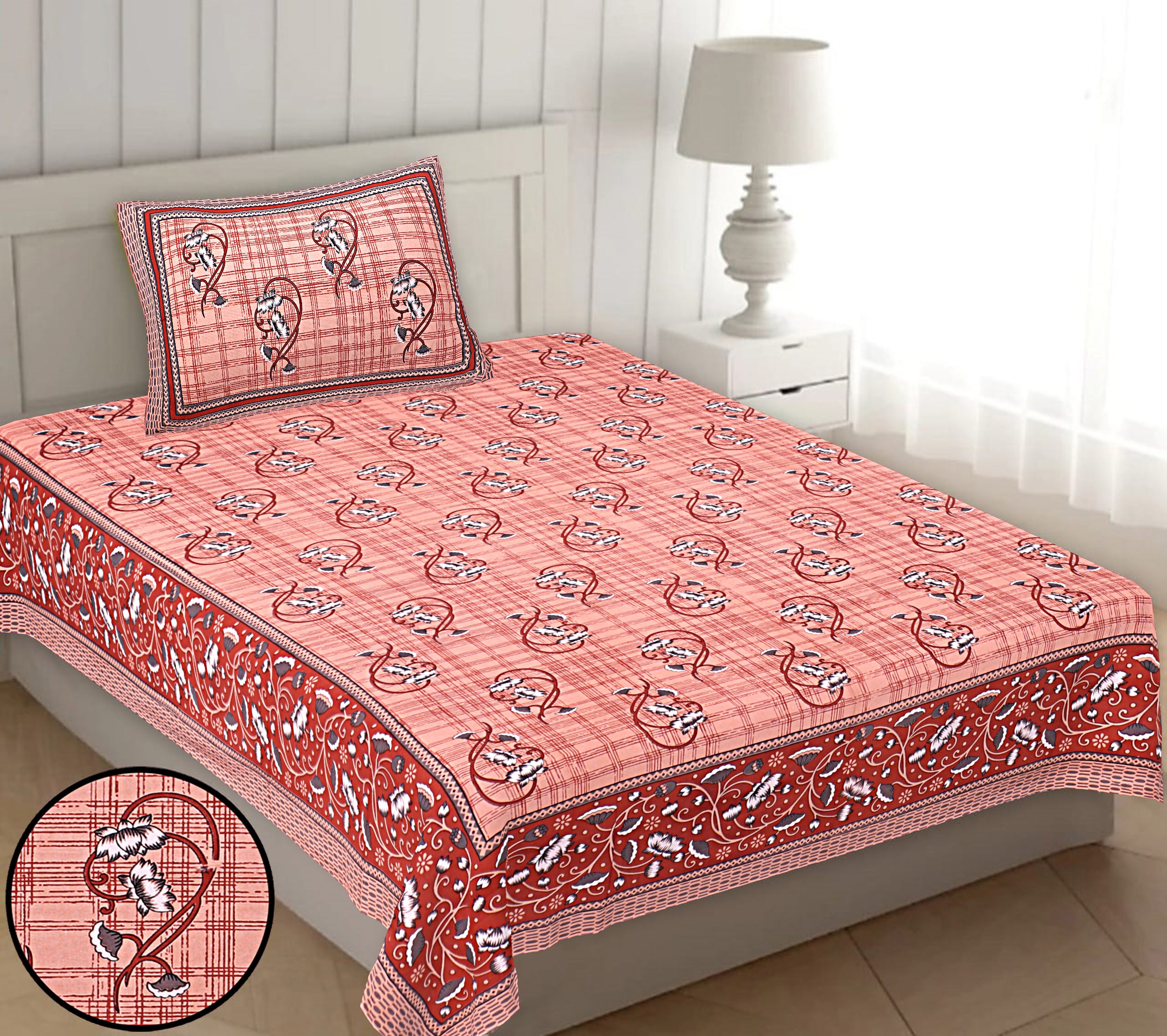 Classic Floral Vine Single Bedsheet 63x90 Inch