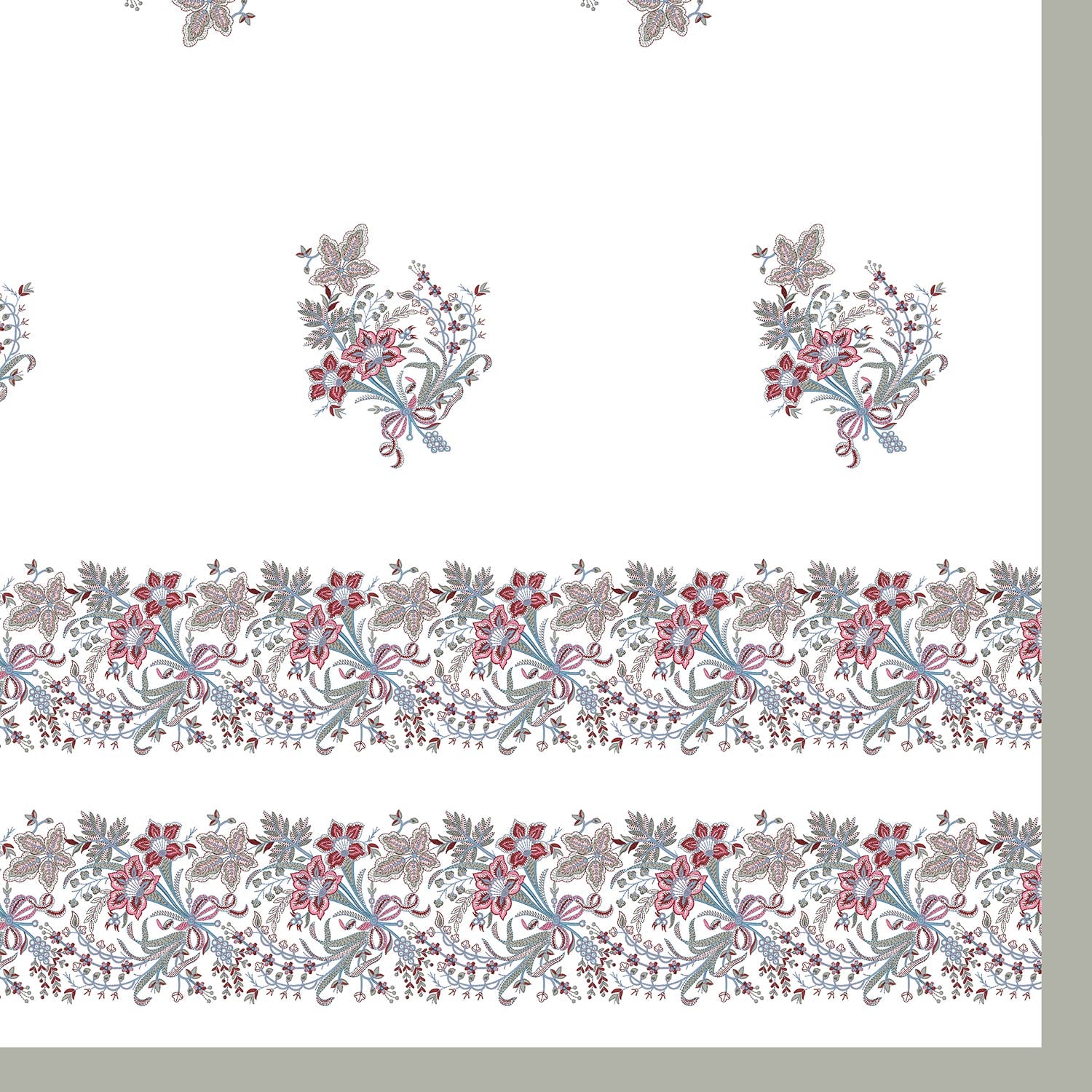 Elegant Floral Border Print King Size Bedsheet