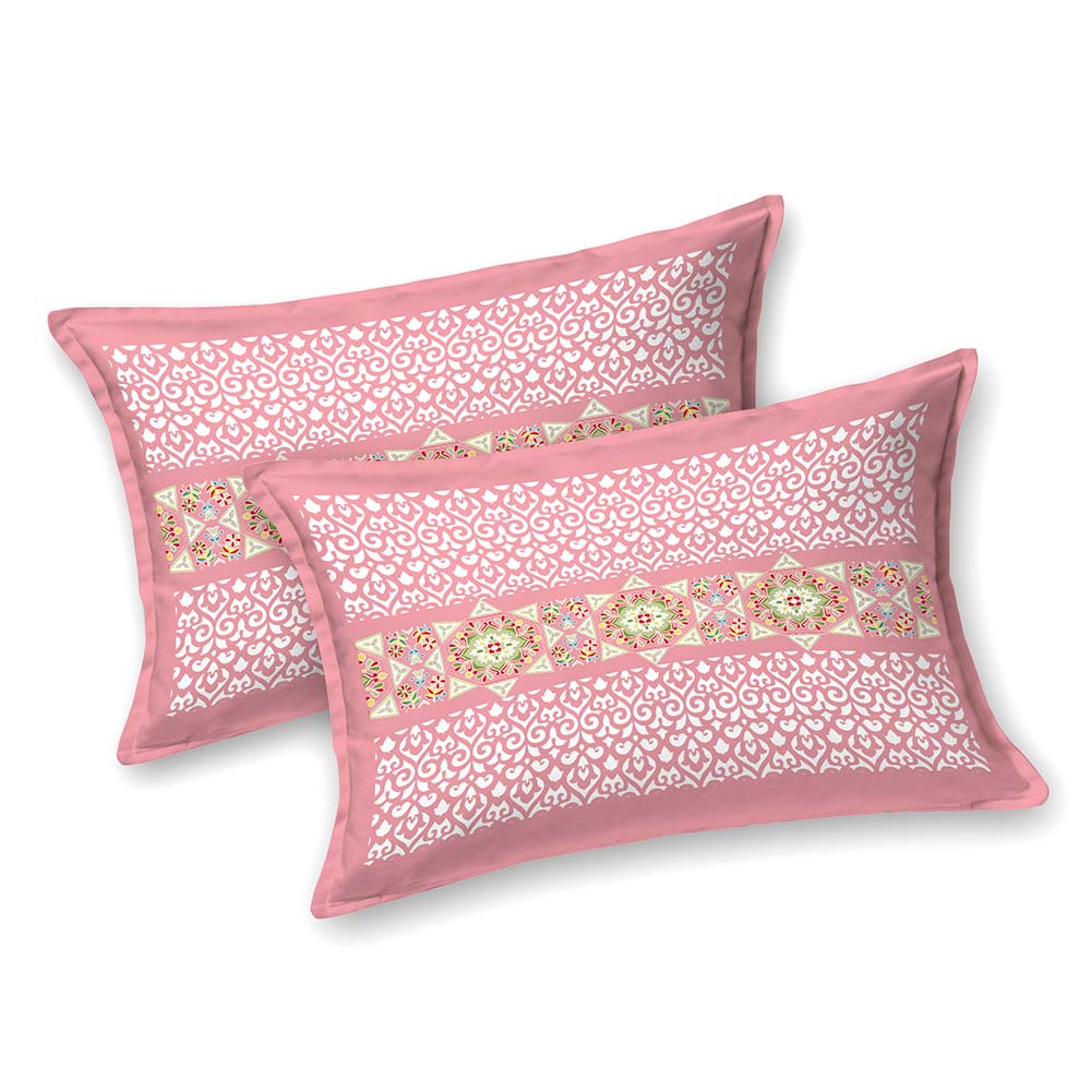 Elegant Pink Printed King Size Bedsheet – 108x108 Inch