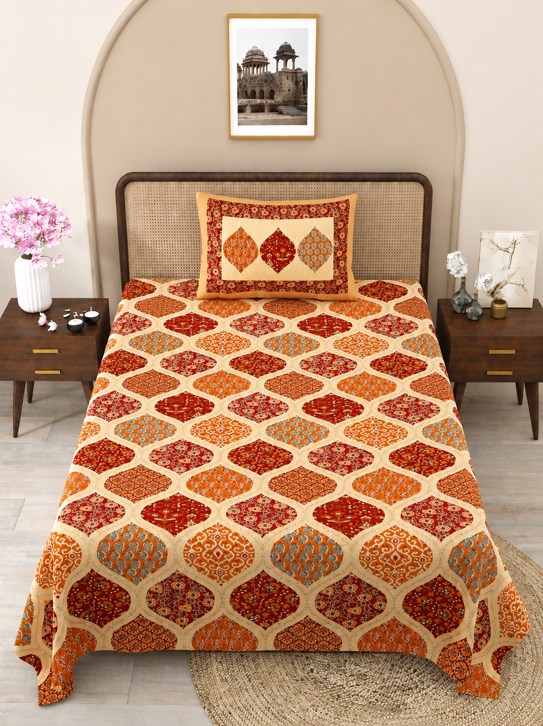 Mughal Jharokha Print Cotton Bedsheet