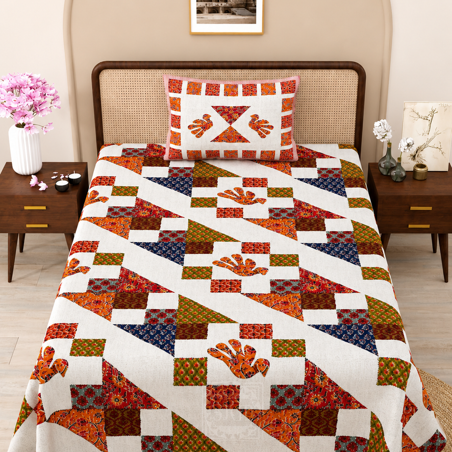 Rangoli Mosaic Print Cotton Bedsheet