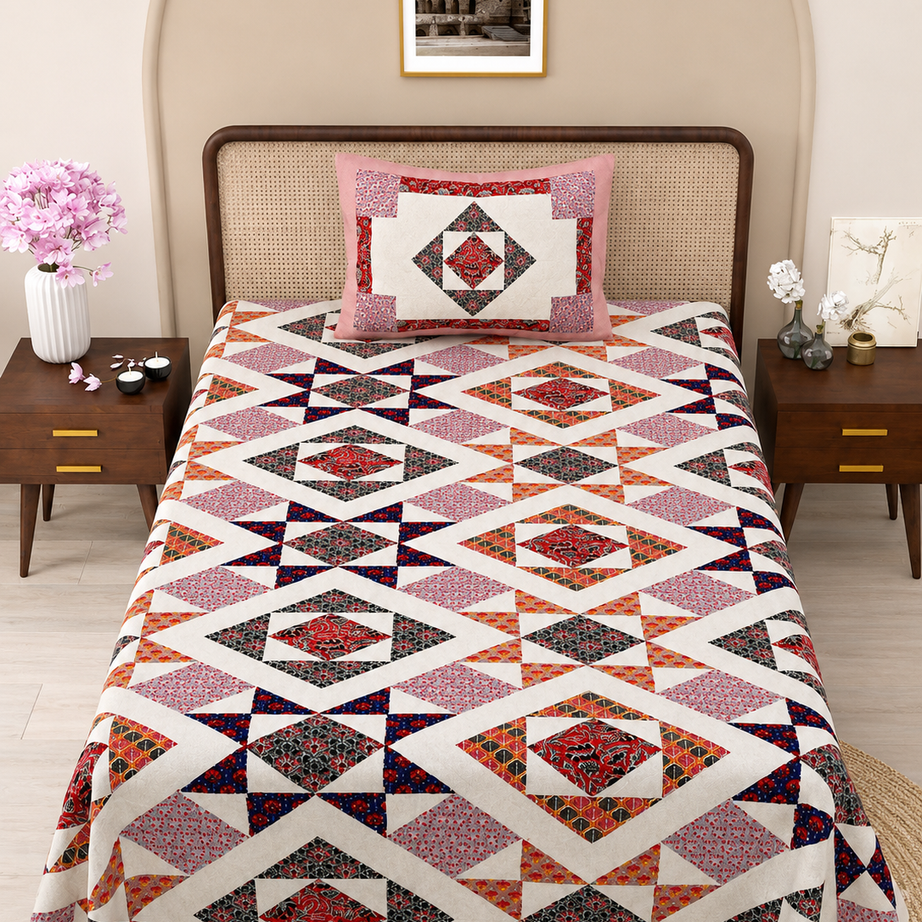 Diamond Mosaic Print Cotton Bedsheet