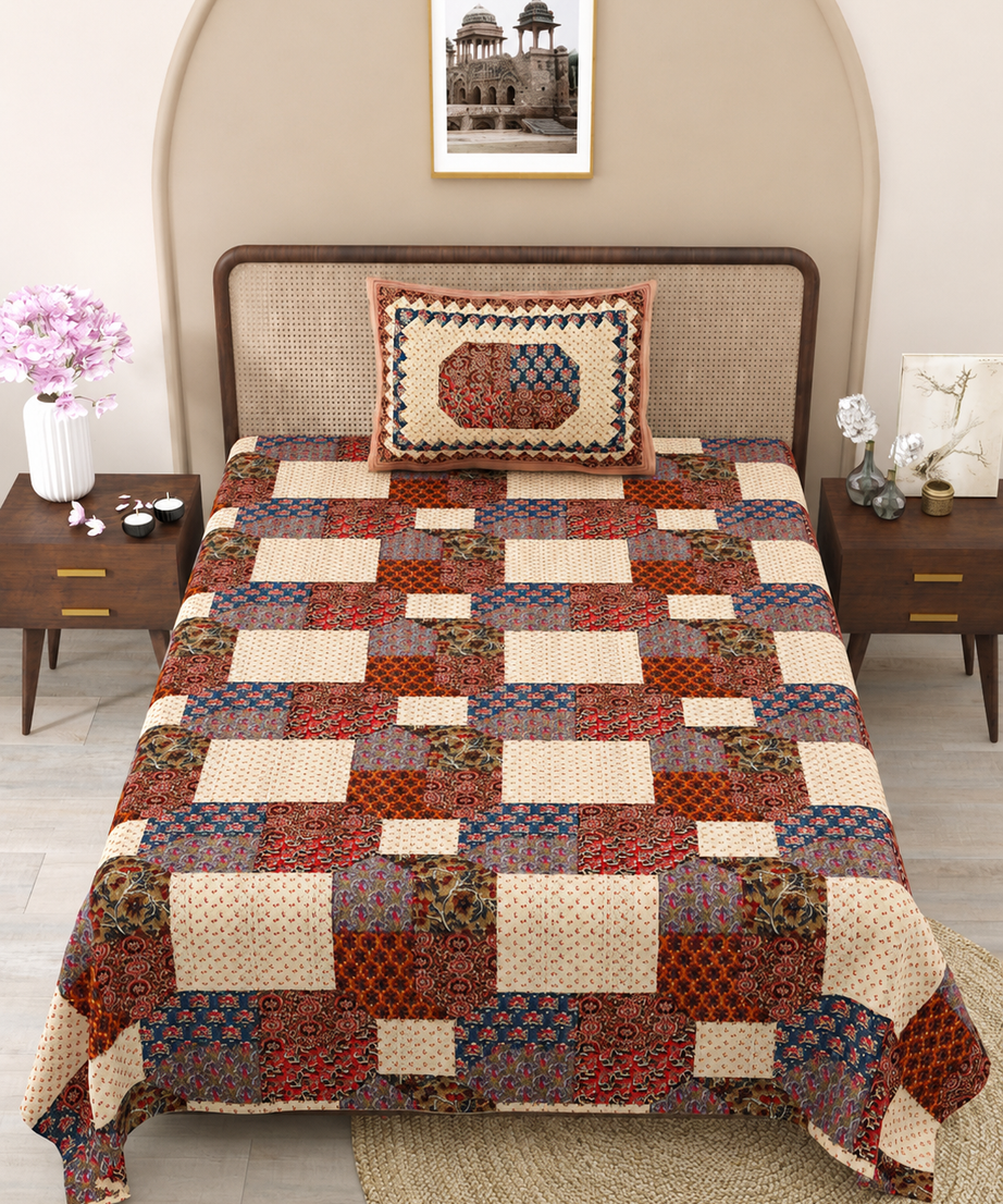 Heritage Patch Mosaic Print Cotton Bedsheet