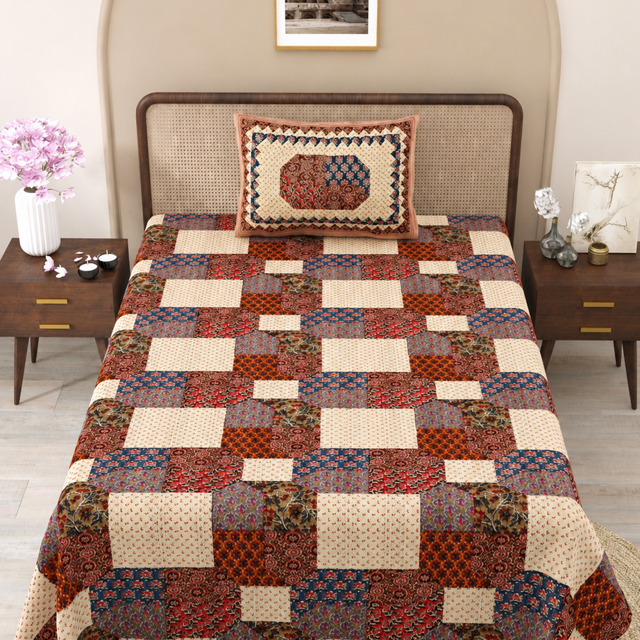 Heritage Patch Mosaic Print Cotton Bedsheet