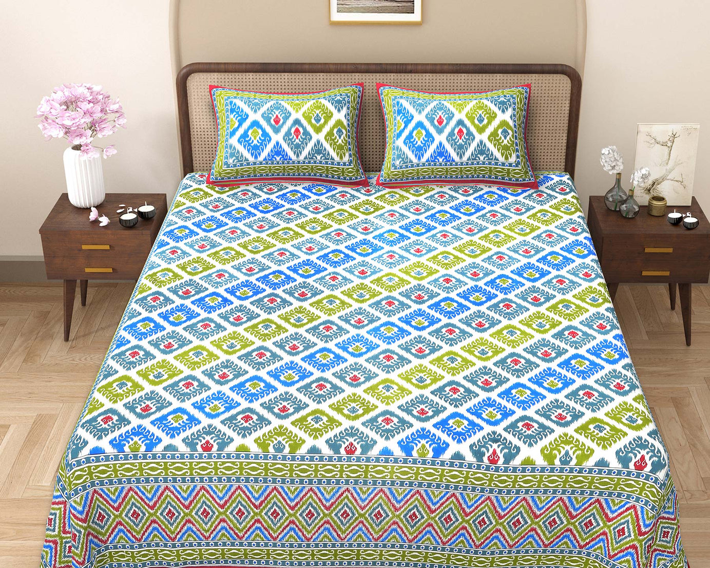 Ikat Print Double Bedsheet – Multicolor Edition