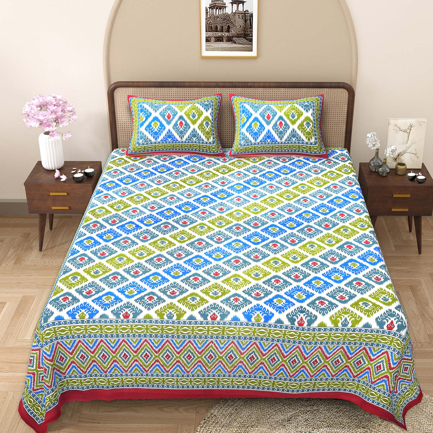 Ikat Print Double Bedsheet – Multicolor Edition