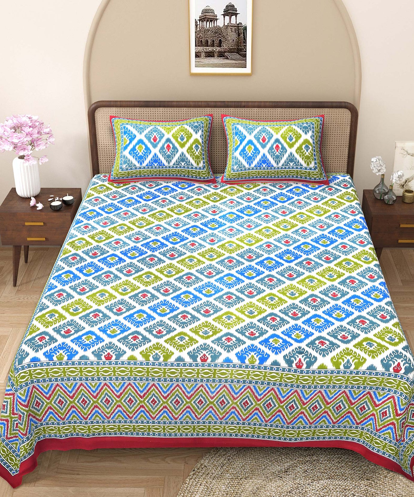 Ikat Print Double Bedsheet – Multicolor Edition