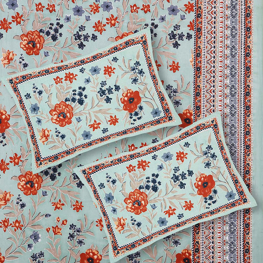 Vintage Floral Print Double Bedsheet
