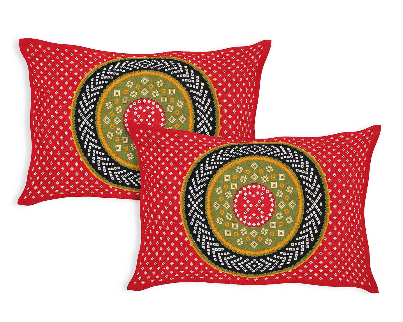 Mandala Circle Print Double Bedsheet – Red Edition