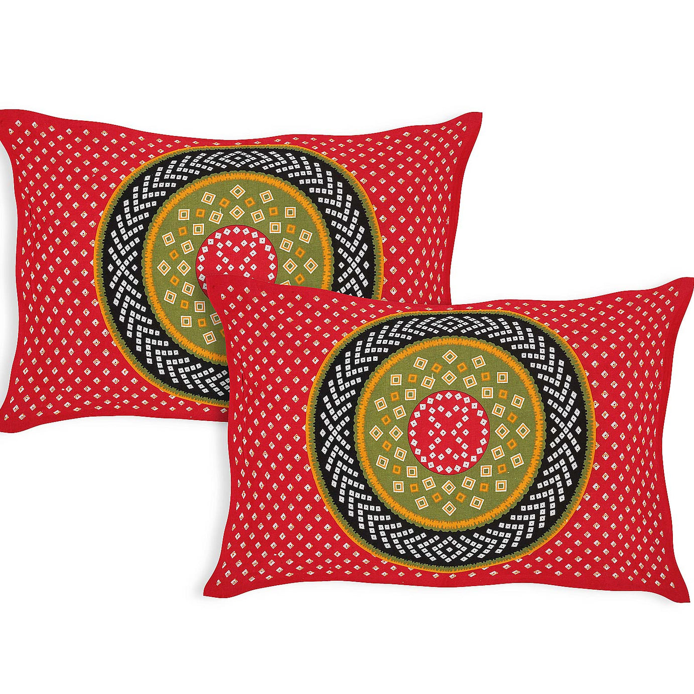 Mandala Circle Print Double Bedsheet – Red Edition