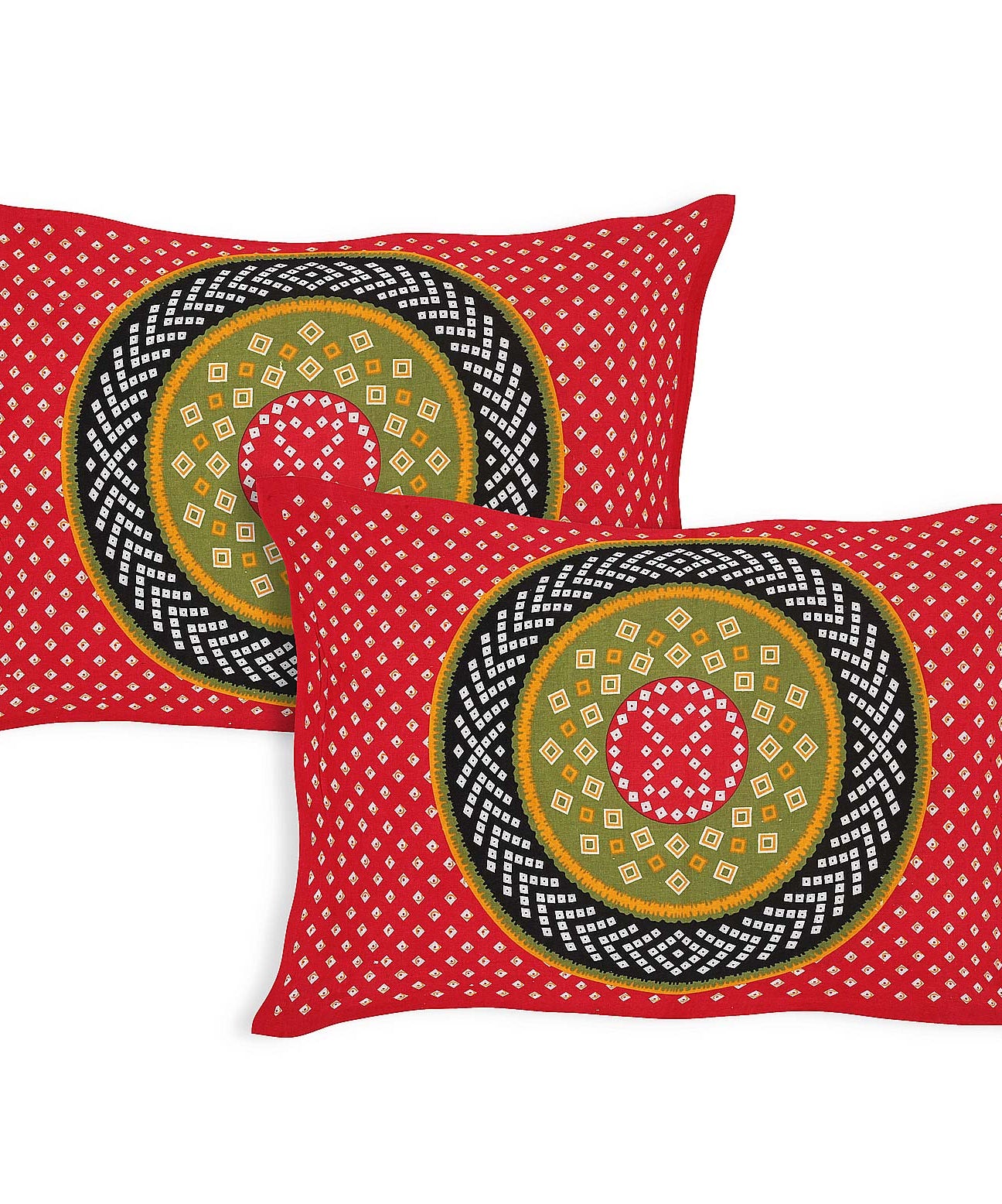 Mandala Circle Print Double Bedsheet – Red Edition