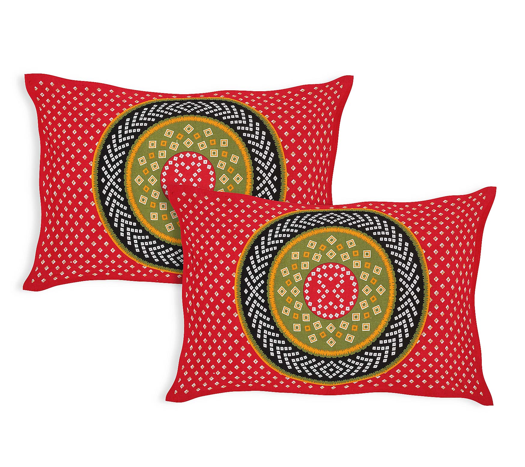 Mandala Circle Print Double Bedsheet – Red Edition