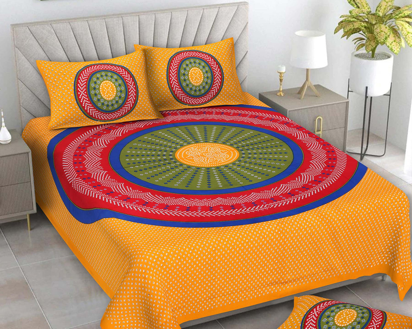 Mandala Circle Print Double Bedsheet – Multicolor Edition