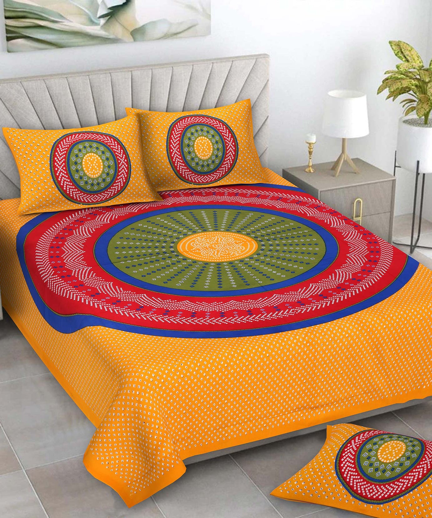 Mandala Circle Print Double Bedsheet – Multicolor Edition
