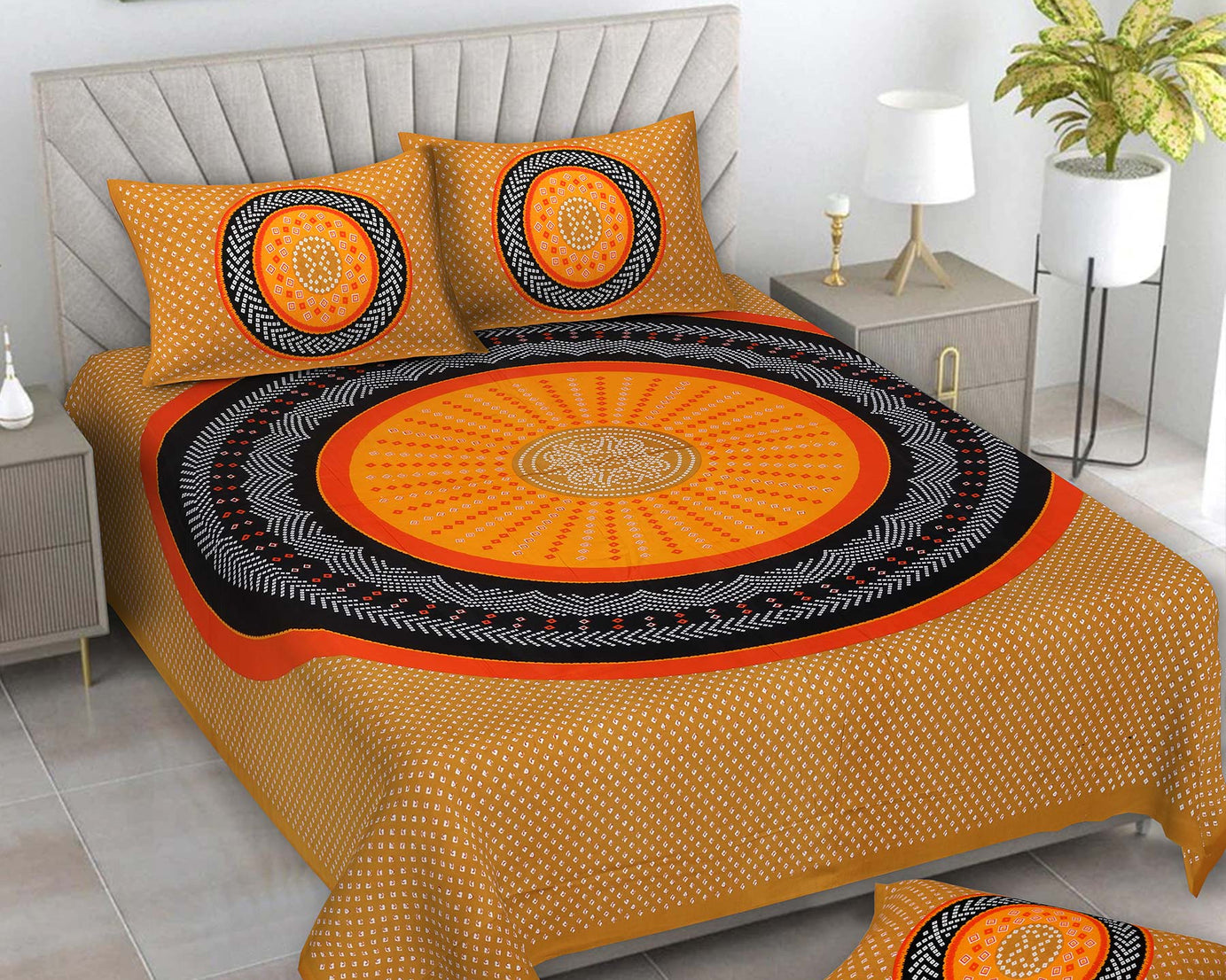 Mandala Circle Print Double Bedsheet