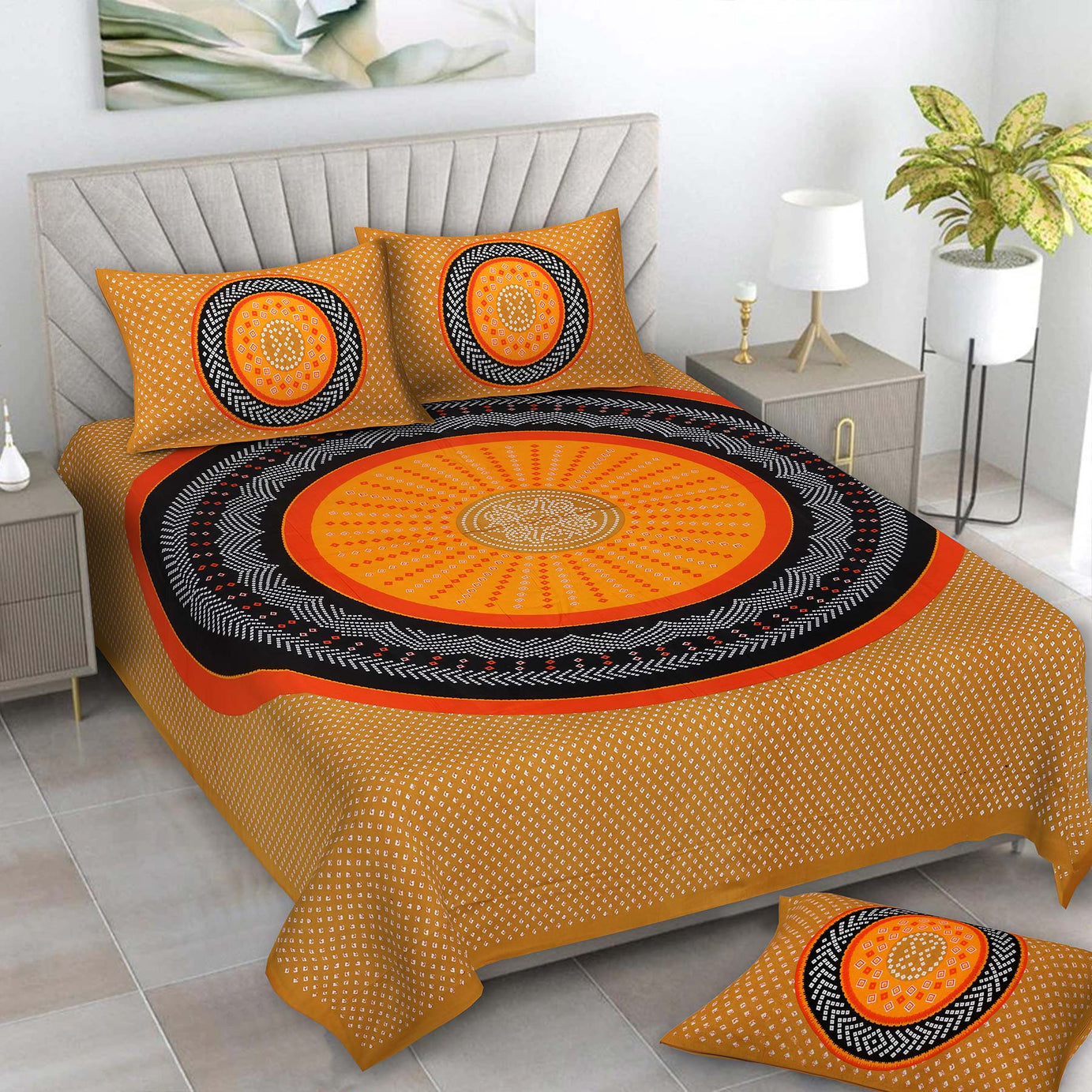 Mandala Circle Print Double Bedsheet