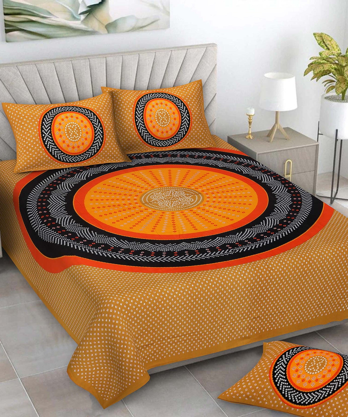 Mandala Circle Print Double Bedsheet