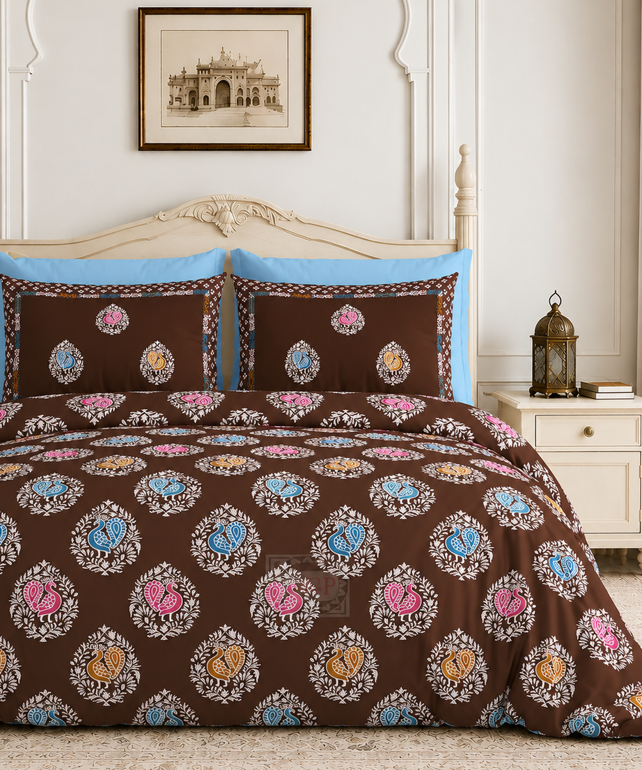 Rangrez Peacock King Size Bedsheet – 108x108 Inch