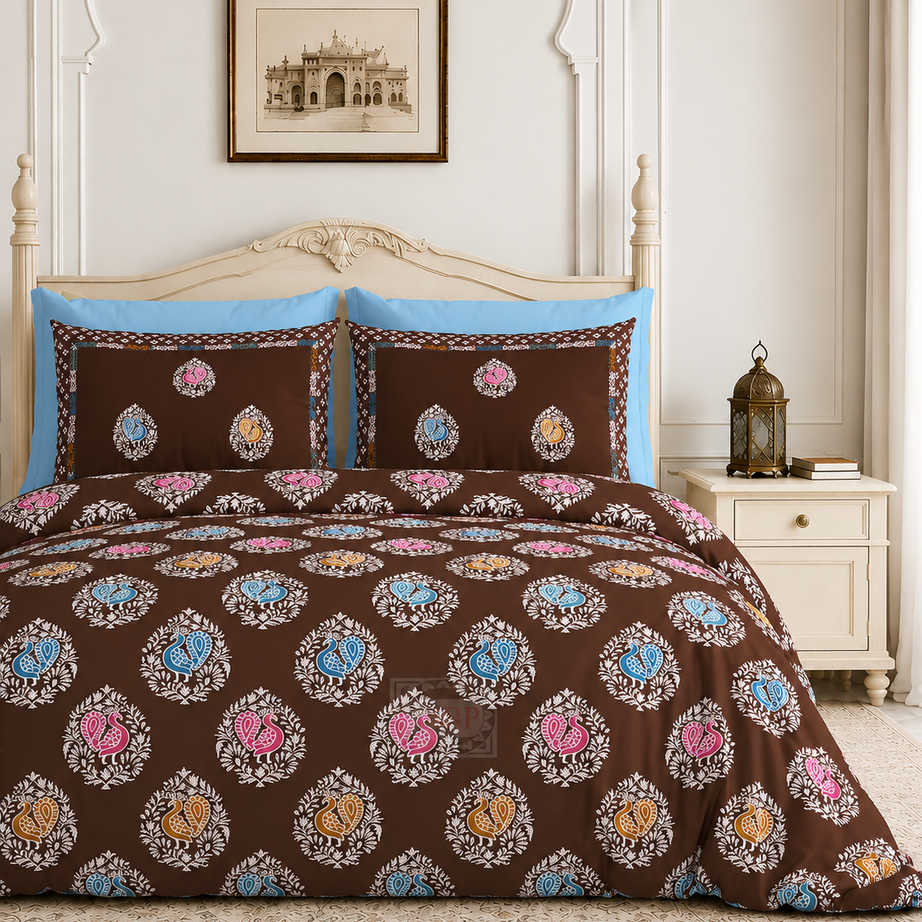 Rangrez Peacock King Size Bedsheet – 108x108 Inch