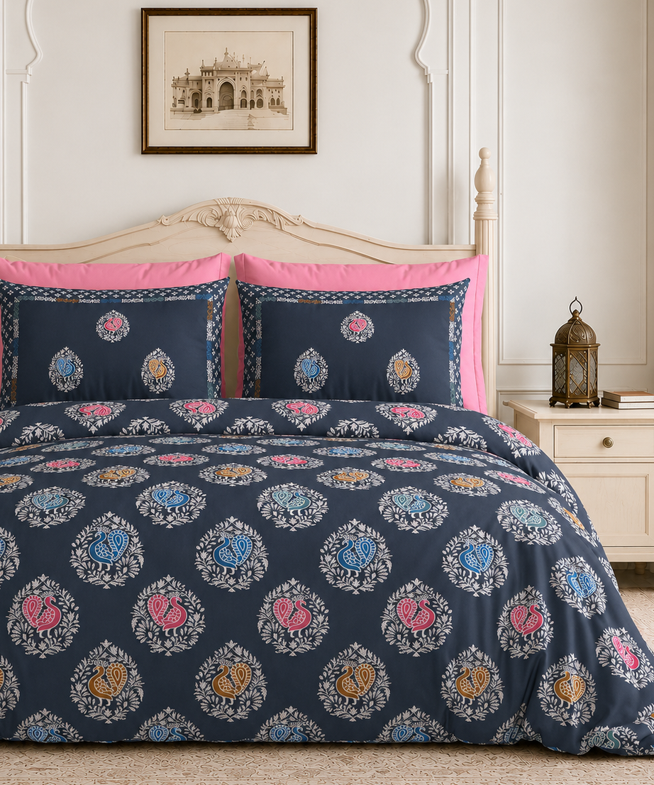 Neel Rangrez Peacock King Size Bedsheet – 108x108 Inch