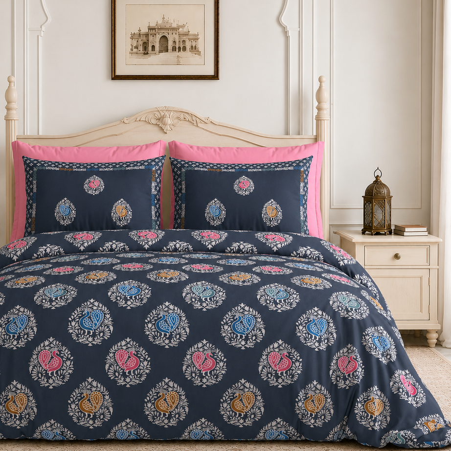 Neel Rangrez Peacock King Size Bedsheet – 108x108 Inch