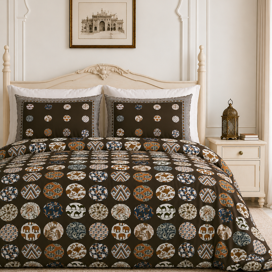 Rajsi Heritage Motif King Size Bedsheet – 108x108 Inch