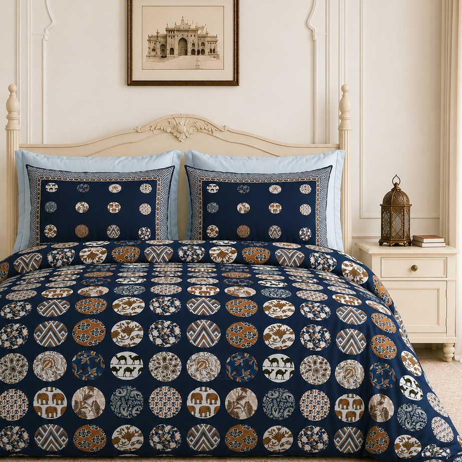 Neelkamal Heritage Motif King Size Bedsheet – 108x108 Inch