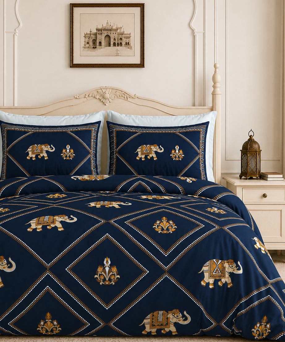 Neel Rajwara Elephant King Size Bedsheet – 108x108 Inch