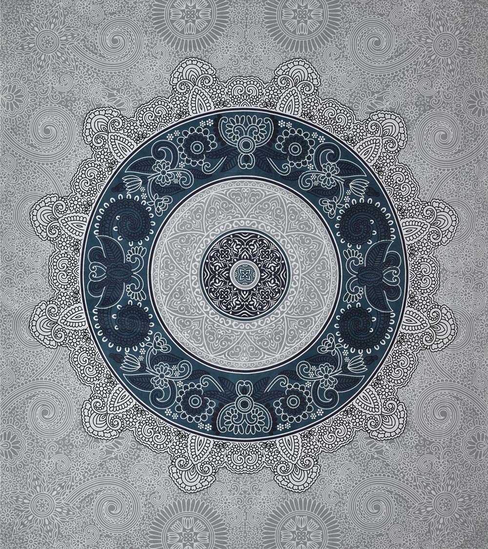 Blue Mandala Print King Size 100x108 Cotton Bedsheet