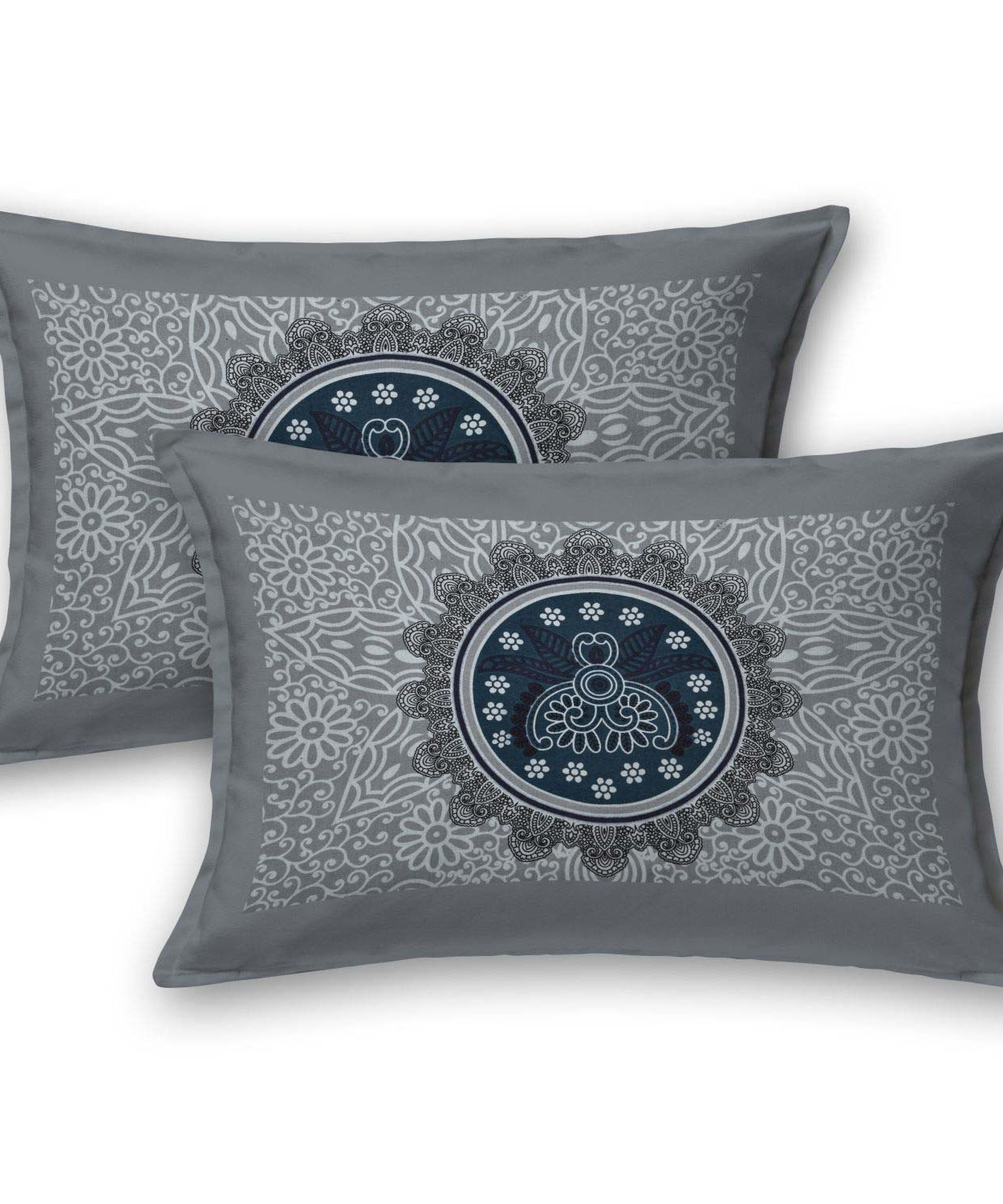 Blue Mandala Print King Size Cotton Bedsheet