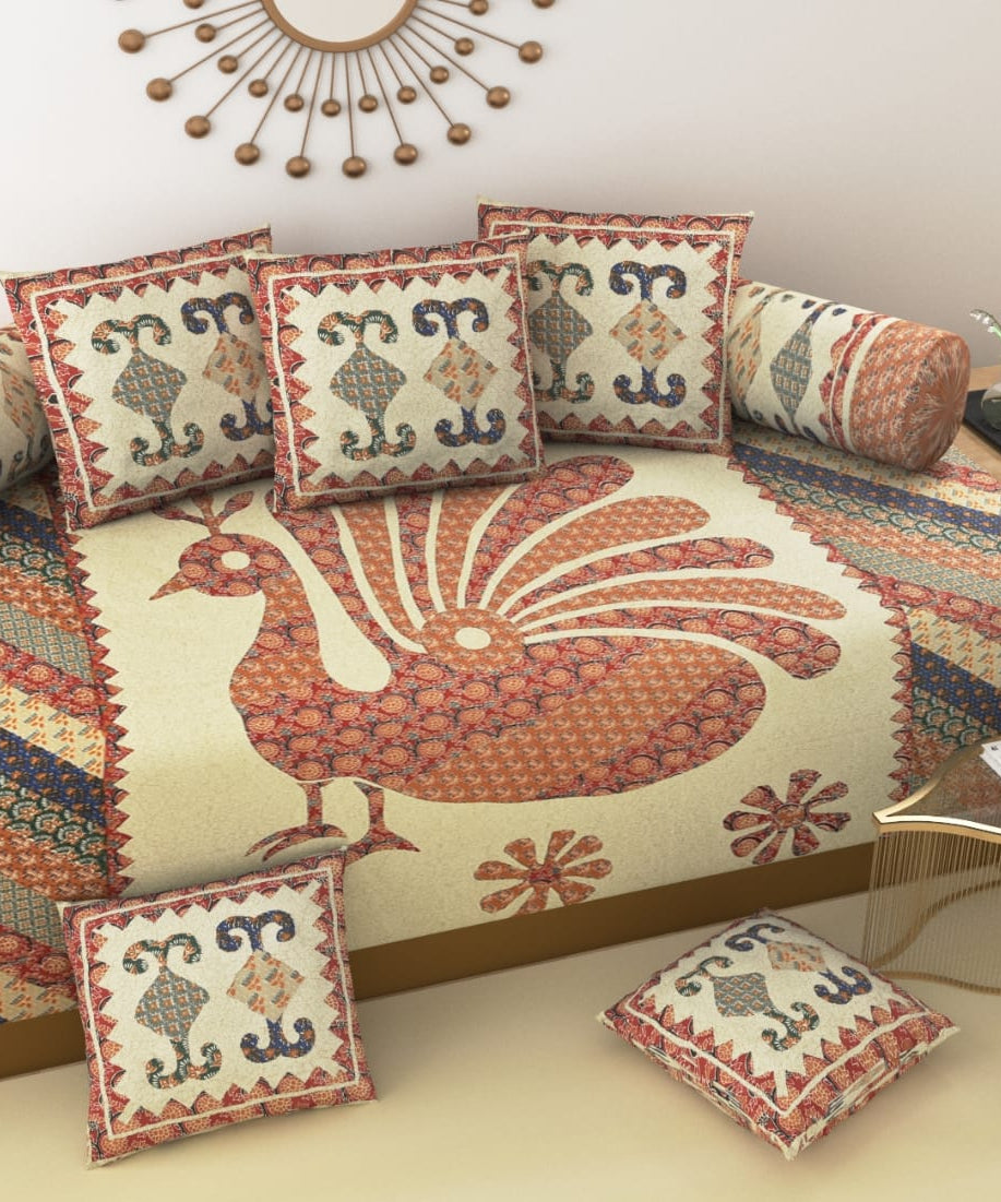 Peacock Motif Ethnic Diwan Set – Traditional Rajasthani Design