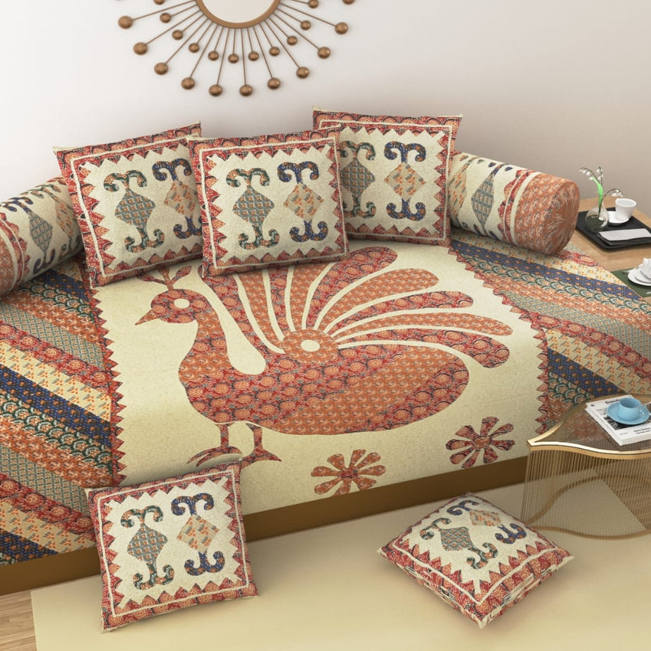 Peacock Motif Ethnic Diwan Set – Traditional Rajasthani Design