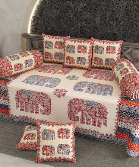 Traditional Elephant Print Diwan Set – Ethnic Rajasthani Design