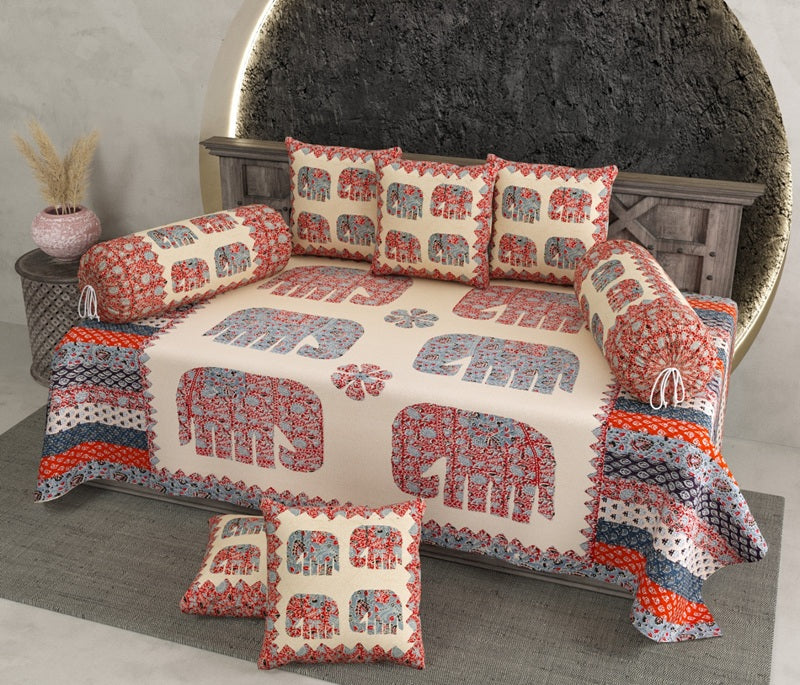 Traditional Elephant Print Diwan Set – Ethnic Rajasthani Design