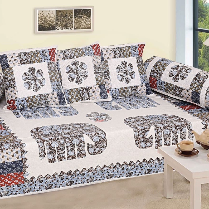 Classic Elephant Print Diwan Set – Traditional Rajasthani Design