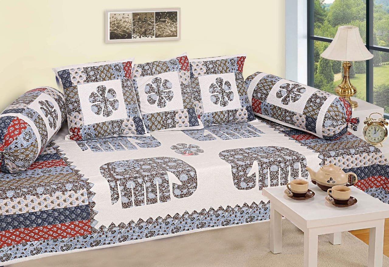 Classic Elephant Print Diwan Set – Traditional Rajasthani Design