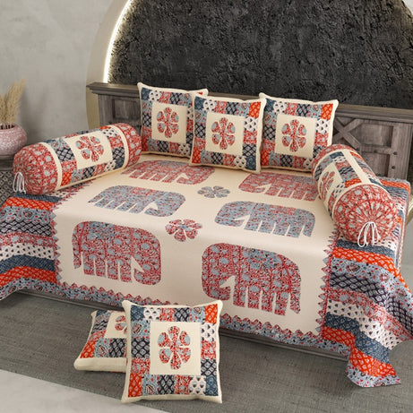 Elegant Elephant Print Diwan Set – Traditional Ethnic Design