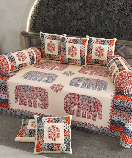 Elegant Elephant Print Diwan Set – Traditional Ethnic Design