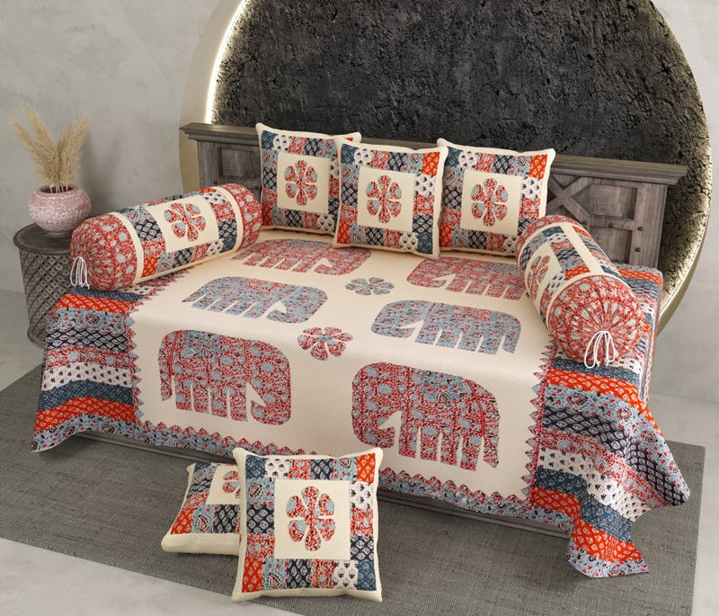 Elegant Elephant Print Diwan Set – Traditional Ethnic Design
