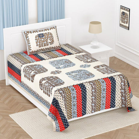 Desert Elephant Cotton Single Bedsheet