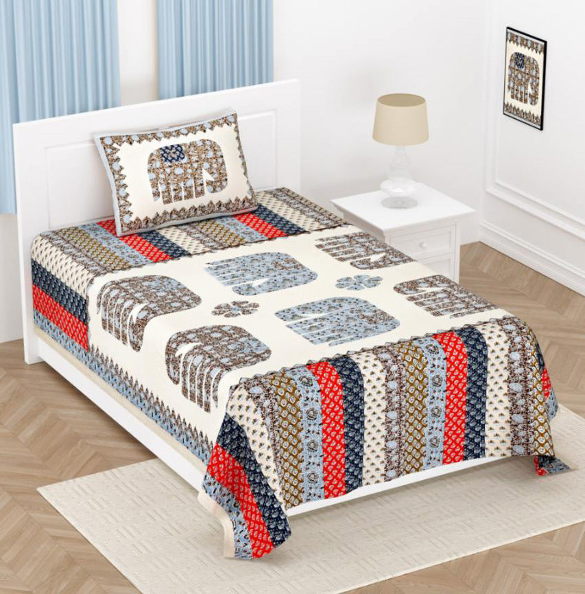 Desert Elephant Cotton Single Bedsheet
