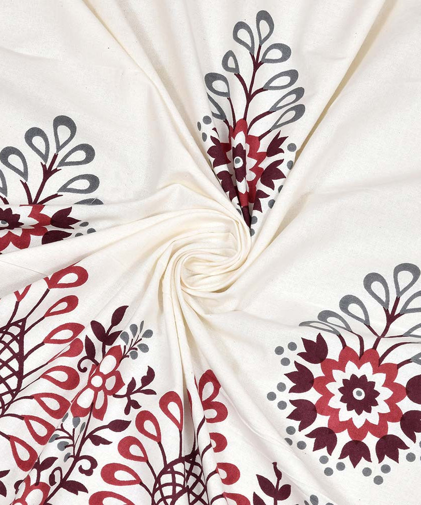 Pure Cotton King Size Bedsheet | White Peacock Print