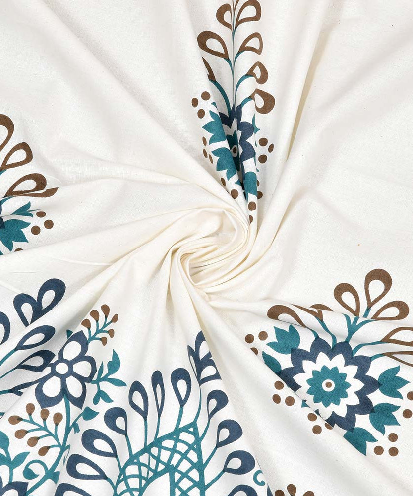 Royal Peacock Floral Print King Size Bedsheet with 2 Pillow Covers