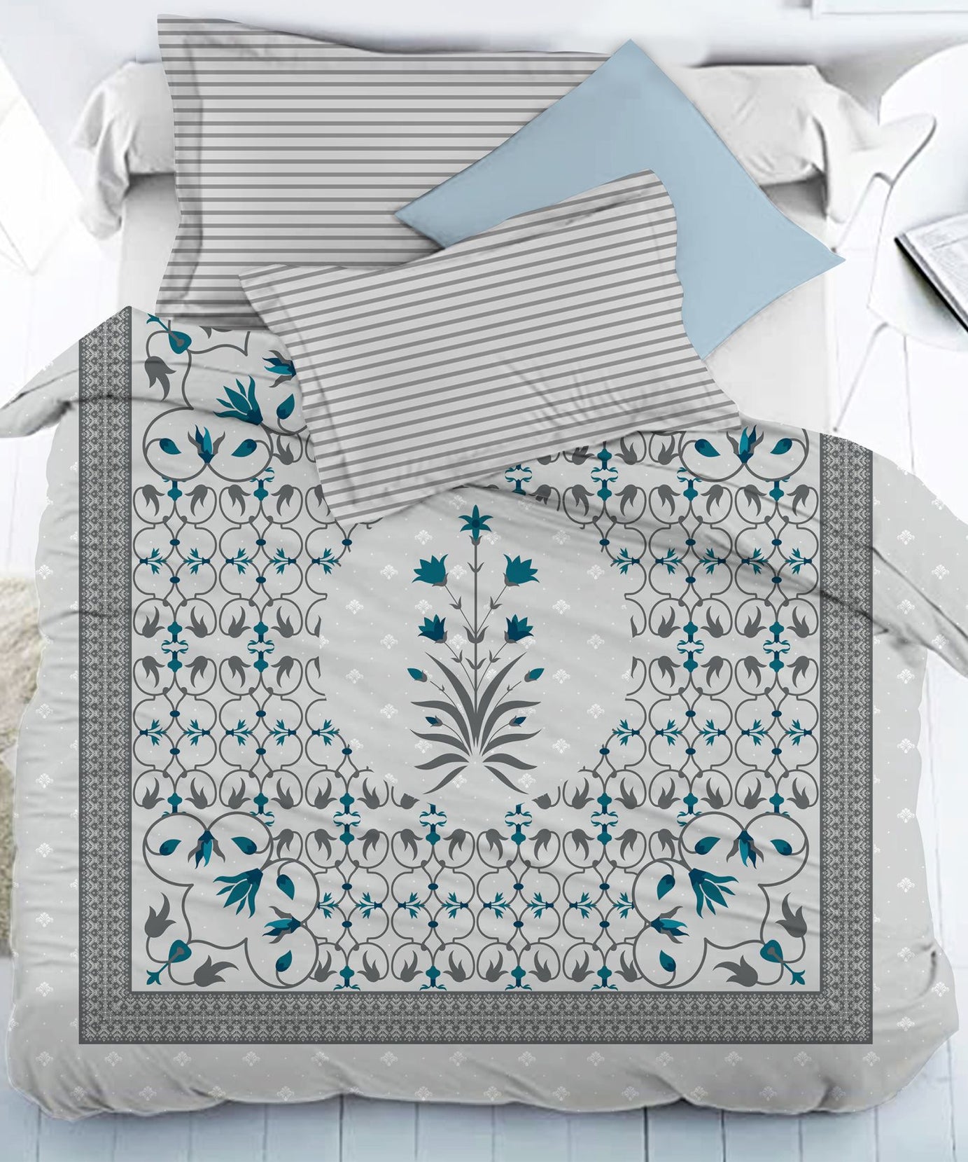 Chambray Floral King Size Bedsheet